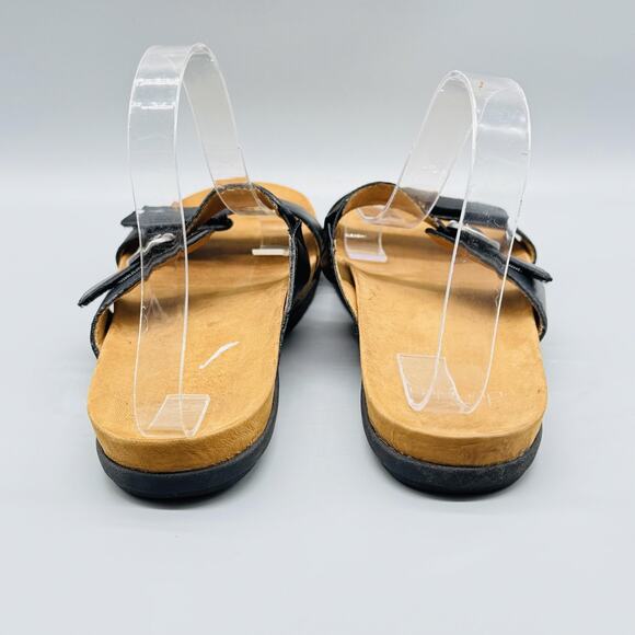 Dansko Sandals Womens 10.5 Black Leather Justine Adjustable Strap Buckle Slide - Picture 5 of 11
